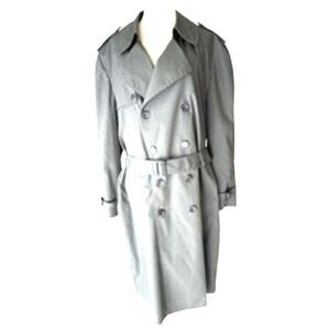 London Fog Trench Coat Wamsutta Men’s 44 Regular Gray Long Unlined Vintage USA